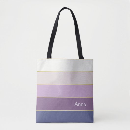 paarse gouden Custom Summer Color Block Stripes Tote Bag (Voorkant)