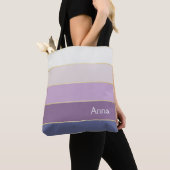 paarse gouden Custom Summer Color Block Stripes Tote Bag (Dichtbij)