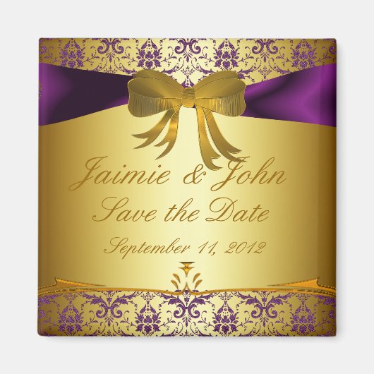  Paarse gouden Damask Bewaar de Datummagneet Magneet (Voorkant)