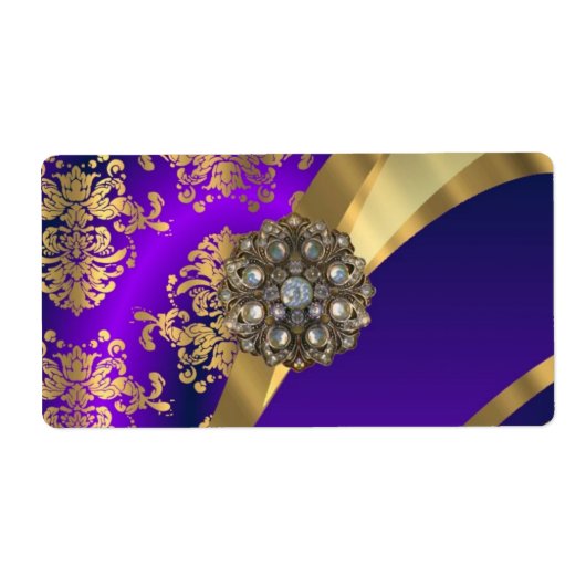 Paarse & gouden damast etiket (Voorkant)
