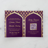 Paarse Gouden Diamanten Boog QR Code Moslim Huweli (Binnen)