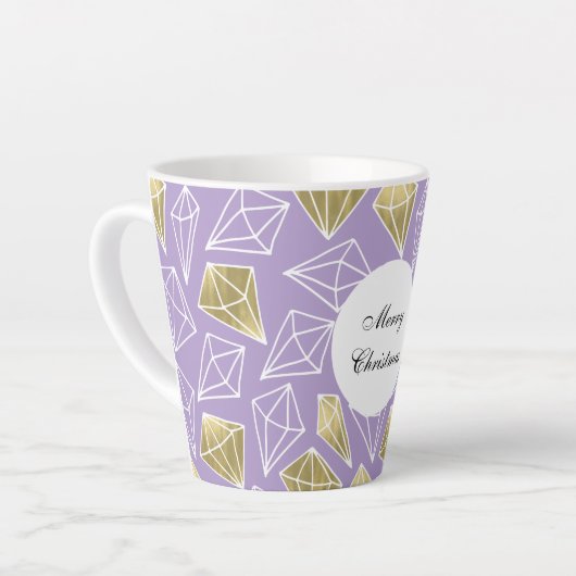 Paarse gouden diamanten kerst latte mok (Linkerhoek)