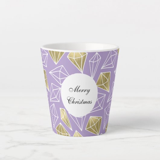 Paarse gouden diamanten kerst latte mok (Voorkant)