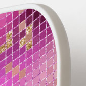 Paarse Gouden Disco Bal Retro 70's Pickleball Paddle (Links Detail)