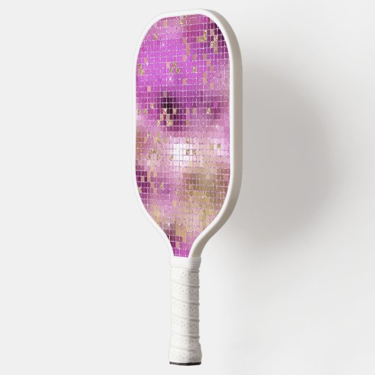 Paarse Gouden Disco Ball Retro 70's Pickleball Paddle (Links)
