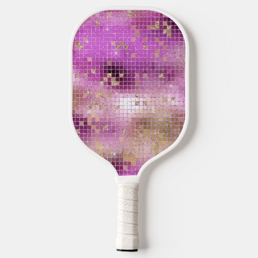Paarse Gouden Disco Ball Retro 70's Pickleball Paddle (Achterkant)
