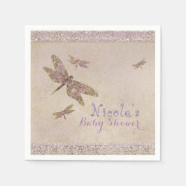 Paarse & Gouden Dragonflies Dragonfly Custom Party Servetten