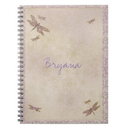 Paarse & Gouden Dragonflies Dragonfly Journal Cust Notitieboek