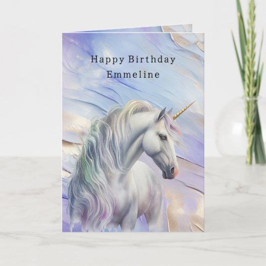 Paarse Gouden Droom Eenhoorn Gouden Glitter Kaart (Voorkant)