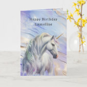 Paarse Gouden Droom Eenhoorn Gouden Glitter Kaart (Gele Bloem)