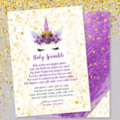 Paarse gouden eenhoorn Baby Sprinkle Invitation Kaart