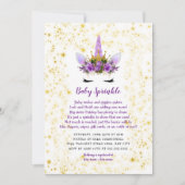 Paarse gouden eenhoorn Baby Sprinkle Invitation Kaart (Voorkant)
