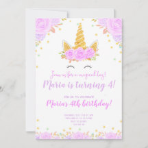 Paarse Gouden Eenhoorn Gezicht Bloemen Kids Verjaa