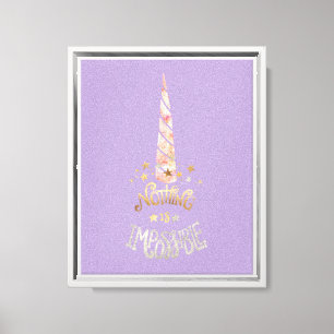 Paarse Gouden Eenhoorn Inspirerend quote Canvas Afdruk