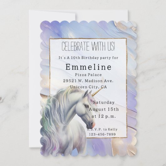 Paarse gouden eenhoorn kaart (Voorkant)