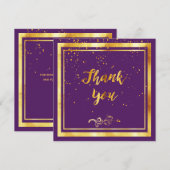 Paarse gouden elegante dank u bedankkaart (Voorkant / Achterkant)
