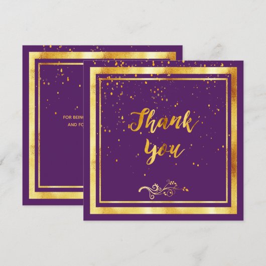 Paarse gouden elegante dank u bedankkaart (Voorkant / Achterkant)