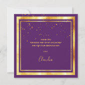 Paarse gouden elegante dank u bedankkaart (Achterkant)
