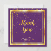 Paarse gouden elegante dank u bedankkaart (Voorkant)