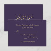 Paarse Gouden Elegante Partij RSVP Uitnodiging Kaa (Voorkant / Achterkant)