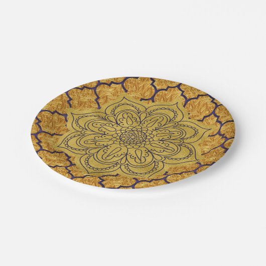 Paarse Gouden Elegante Royal Indian Party Wedding Papieren Bordje (Gekanteld)