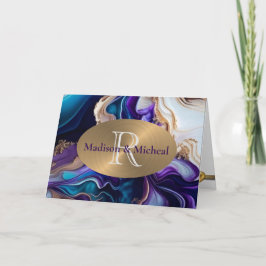 Paarse, gouden en Aqua Elegant bruiloft Bedankkaart