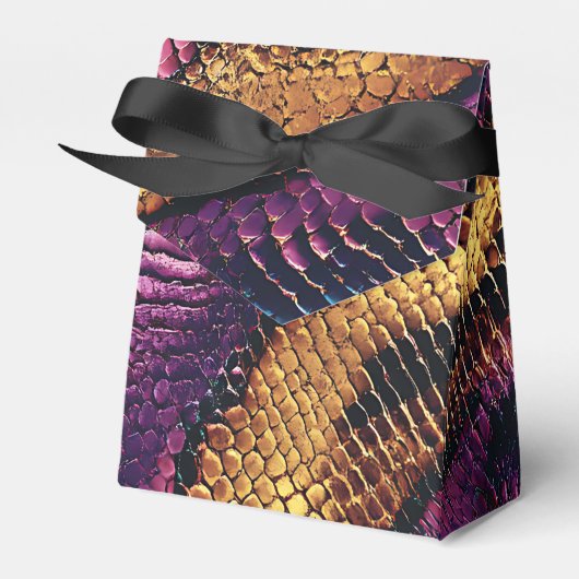 Paarse, gouden en blauwe slangenhuid bedankdoosjes (Voorkant Zijde)