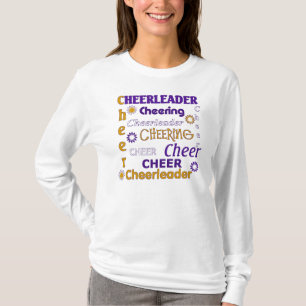 Paarse, gouden en witte Cheerleader T-shirt