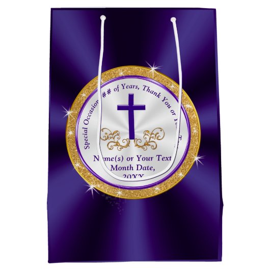 Paarse, gouden en witte, Christelijke cadeautassen Medium Cadeauzakje (Achterkant)