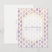 Paarse gouden en witte Marokkaanse bruiloft Bewaar Aankondigingskaart (Voorkant / Achterkant)