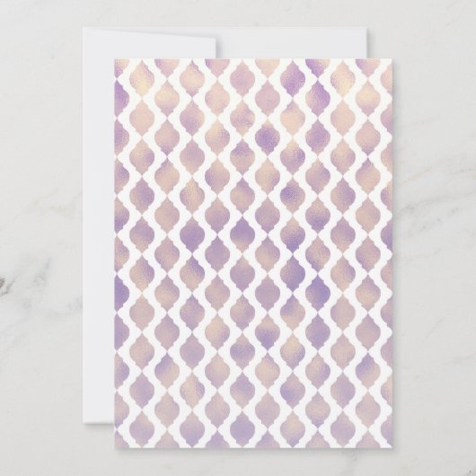 Paarse gouden en witte Marokkaanse huwelijksuitnod Kaart (Achterkant)
