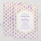 Paarse gouden en witte Marokkaanse huwelijksuitnod Kaart (Voorkant / Achterkant)