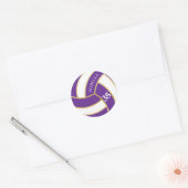 Paarse, gouden en witte volleybal- Personaliseer Ronde Sticker (Envelop)