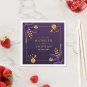 Paarse & gouden esthetiek bloemenbruiloft servet (Insitu)