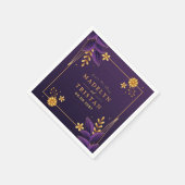 Paarse & gouden esthetiek bloemenbruiloft servet (Hoek)