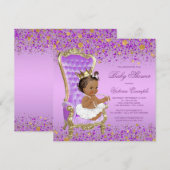 Paarse Gouden Ethische Prinses Babyshower Kaart (Voorkant / Achterkant)