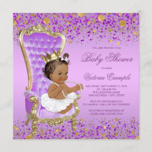 Paarse Gouden Ethische Prinses Babyshower Kaart
