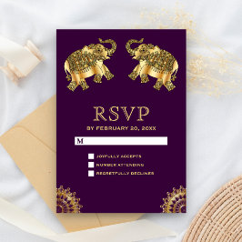 Paarse gouden etnische olifanten Indiase RSVP
