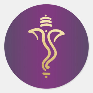 Paarse Gouden Festieve Ganesh/ Indiase God Ronde Sticker