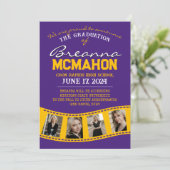Paarse & gouden Filmstrip Afstuderen Aankondiging (Staand voorkant)