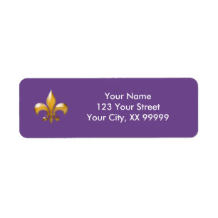 Paarse Gouden Fleur de Lis Etiket