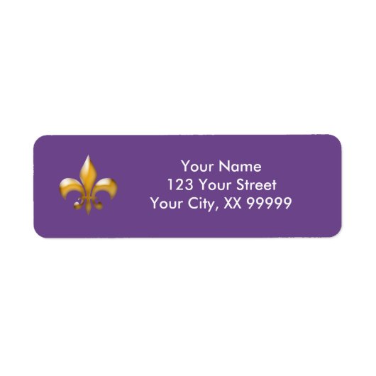 Paarse Gouden Fleur de Lis Etiket (Voorkant)