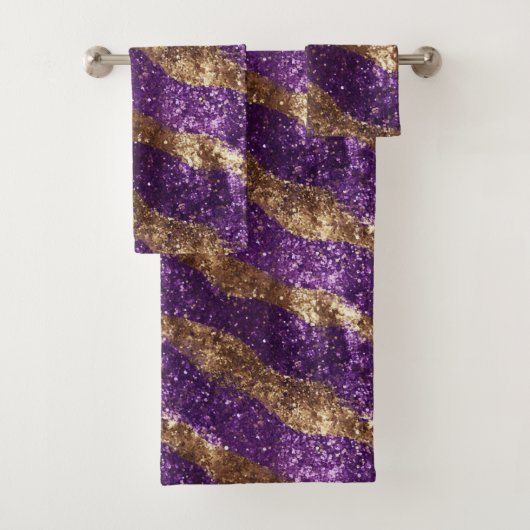 Paarse gouden fonkeling glitter bad handdoek (Insitu)
