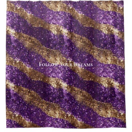 Paarse gouden fonkeling glitter douchegordijn (Voorkant)