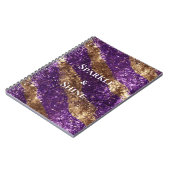 Paarse gouden fonkeling glitter notitieboek (Linkerzijde)