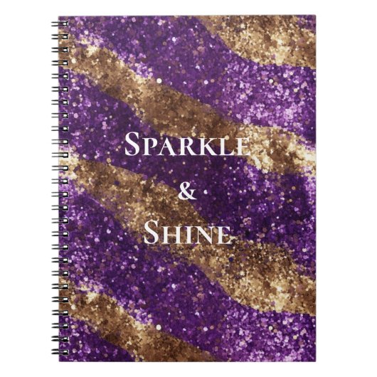 Paarse gouden fonkeling glitter notitieboek (Voorkant)