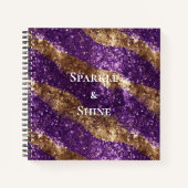 Paarse gouden fonkeling glitter notitieboek (Voorkant)