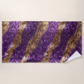 Paarse gouden fonkeling glitter strandlaken (Voorkant)