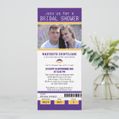 Paarse gouden Football Ticket Vrijgezellenfeest Kaart (Staand voorkant)