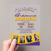 Paarse & Gouden Foto Afstuderen Filmstrip Frosted Acryl Uitnodigingen (Insitu (Draagbaar))